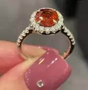 2.70 Ct Oval Shape Natural Garnet diamond Woman s Ring 14Ksolid white gold
