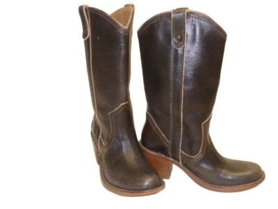 Frye Carmen Pull On Boots Dark Brown Leather Women's Boots 6