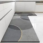 Absorbent Kitchen Bath Floor Mat and Rug Runners, 60x120cm Wide Large Resizable Anti Slip Non Skid Mats with Rubber, Indoor Easy Clean Quick Dry for Kitchen, Bathroom, Laundry Room, Front Door