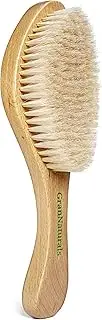 GranNaturals Soft Bristle Hair Brush - Curved Boar Bristle Vintage Style Hairbrush for 360 Waves, Sleek Slick Back Ponytail & Bun, Smoothing, Fades for Women & Men - Wooden Handle