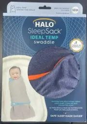 NIB Halo Sleep Sack Ideal Temp Swaddle Newborn Birth to 3 months Blue Orange
