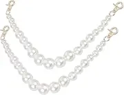 [OHPHCALL] 2PCS Fashion Pearl Chain Bag Strap Detachable Handle for Replacement for Shoulder Messenger Bags Chic Accessory for Women Durable Simulated Pearls