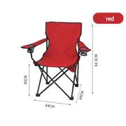 GGP 2Pcs Red Portable Folding Camping Chair With Armrests And Cup Holder
