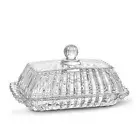 6.5'' Glass Butter Dish with Lid,Clear Classic Covered Butter Container For 2