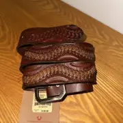 TRUE RELIGION MENS BROWN LEATHER BRAIDIN BELT TRB4278