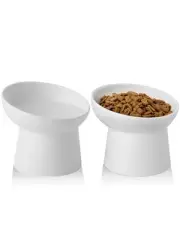Ceramic Raised Cat Bowl Whisker Friendly, Elevated Tilted Cat Food and Water ...