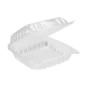 Dart Solo Dart 8" x 8"x 3" Clear Plastic Hinged Food Take-Out Container, 100