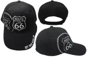 Route 66 Black Grey Shadow Get Your Kicks On Route 66 Embroidered Cap Hat C659