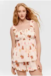 Size M Peter Alexander Vintage Dogs Stripe Pj Set Cami & Shorts + PJ Bag RP$129