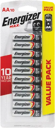 Energizer Max AA Batteries 10 Pack - E91HP10TN