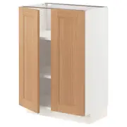 METOD base cabinet with shelves/2 doors, white/Vedhamn oak, 60x37x80 cm