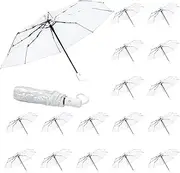 [FYSUIMU] 16Pcs Clear Wedding Umbrellas Portable Folding Umbrella Automatic Open Close Windproof Rain Umbrella for Outdoor Bride Shower Party Supplies