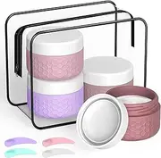 Travel Containers for Toiletries, Small Travel Containers, Silicone Cream Jars, TSA Approved Cosmetic Jars, Leak-proof Cosmetic Jar for Cream lotions Skincare (Purple)
