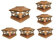6 Pcs Copper Solar Garden Cap Post Light 5X5 Plastic 2 Bright SMD LED Cap Light