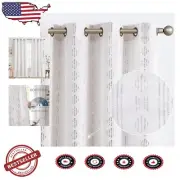 Elegant 96-Inch Boho Curtains - Linen Geometric Striped Drapes, Light Filtering