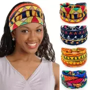 New African Print Satin Lining Headband Women's Sport Elastic Hair Band Turban