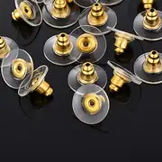 100pcs Bullet Clutch Earring Backs for Studs with Pad Rubber Earring Stoppers Pierced Safety Backs