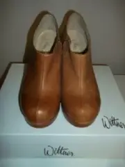 BNIB WITTNER Waxy Tumbled Wedge Booties - Size 9 - Distressed Tan - $149.95
