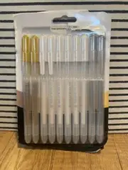 Sakura Gelly Roll Retractable Pens Metallic Silver Gold White Medium Point 10pk
