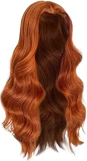 Long Curly Wigs, Lace Front Orange Wigs Perfect Hairline Hair, 28 Inch Orange Long Wavy Hair for Women Curly