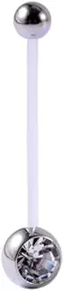 [BIGTEDDY] Jewellery Flexible Belly Rings Pregnancy Navel Button Barbells Bar Body Piercing (White)