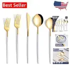 Elegant 40-Piece Silverware Set - Service for 8 with Modern White Gold Finish