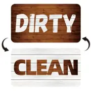 2Set Dishwasher Magnet Clean Dirty Sign Rectangle Brown-White Version