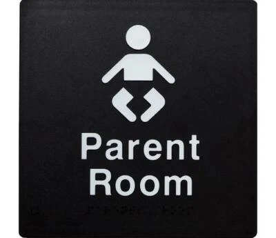 Baby Changing Room White On Black Baby Change Icon (Braille - PR-BLACK)