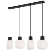 Nori 4 Light Island Pendant Matt Black & Opal Matt - NORI PE4-BKOM