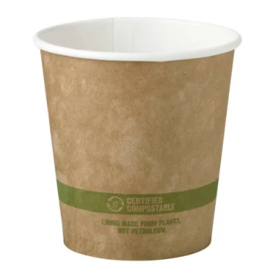 World Centric CU-PA-10-K-P 10 Oz Kraft Hot Paper Cup, 1000/CS, ASTM, BPI, Cedar