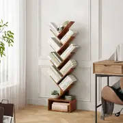 9-Shelf Bookshelf Display CD Shelf Tree Book Storage Rack Bookcase with Drawer