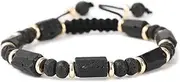 [Generic] Black Tourmaline Bracelet - Handmade Natural Stone 7 pc Black Tourmaline - Lava Rock - Adjustable Black String - Men's Women's Jewelry, Adjustable, Black Tourmaline, Lava Rock, Braided Nylon