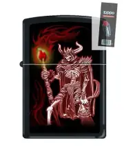 Zippo 216 Grim Reaper with Sickle & Torch Barrett Smythe Lighter + FLINT PACK