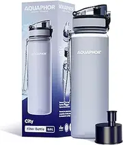 AQUAPHOR City Bottle 500ml Grey | Travel Water Bottle with Activated Carbon Filter | Filters Chlorine & Impurities | Made of Tritan & BPA-Free | Stay Hydrated On the Go!