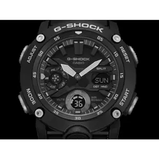 【CASIO 卡西歐】G-SHOCK URBAN OUTDOOR碳纖維可替換錶帶運動錶-黑(GA-2000S-1A)