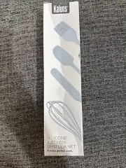 Kaluns 4 Piece Silicone Kitchen Spatula Set with Whisk Silver Gray New