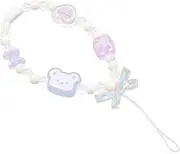 FUNNETOYU Kawaii Phone Charm Strap Lightweight Beaded Lanyard for Mobile Phone Camera U Disk Stylish Lost Wrist Holder Decorative Durable Accessory