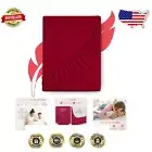 Luxury 1000-Thread-Count Egyptian Cotton King Fitted Sheet - Red, Deep Pocket
