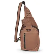 Leather Cross-body Sling Bag Casual Daypack Backpack Chest Shoulder Light Brown