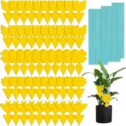 50 Pack Fruit Fly Trap Indoor Yellow Dual Sided Gnat Trap-Sticky Fly Trap-Fru...