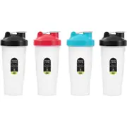 4x Lemon & Lime Protein Shaker Water 600ml Bottle w/ Stainless Steel Ball Assort