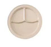 Yanco China NS-703T Nessico Tan Melamine 10.25" dia. 3 Compartment Plate - 2 Doz