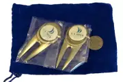 US Open 2015 Gold Tone Divot Tools (2) Chambers Bay and Charter Mem Ball Marker