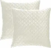 LUXTON Pack of 2 Quilted European Pillowcase Beige 65x65 European Pillowcase (Beige, 65x65cm)