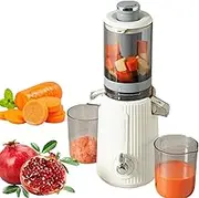 900ML Juicer Machines, 100W Cold Press Juicer with Juice Cup and Residue Cup, 4.3" Feeding Chute, Vegetable and Fruit No-Cut Design, Juice Maker Easy to Clean, for Home Restaurants