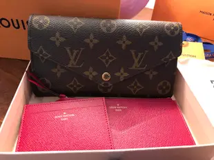 LV 正品女用皮夾含卡片夾與零錢包三用