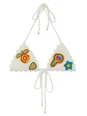 [Casablanca] Casablanca-Top Bikini Con Toppe All`Uncinetto-Donna S