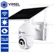 Wireless Solar Security Camera PTZ Outdoor WIFI Flood Light PIR Sensor 128GB