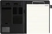 Writing Pad Clip Board Leather Business Folder Multi-Function Data Organization Clipboard with Multiple Storage Bags Multi-Color Binder A4 File Folder Clipboard Folder (Color : Black)
