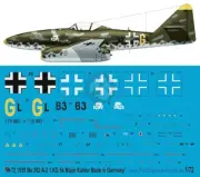 Peddinghaus 1/72 Me 262 A-1a Markings Gunter Kahler 3./KG(J) 54 Giebelstadt 1939